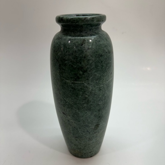 Vintage Green Marble Vase 7” Tall Carved